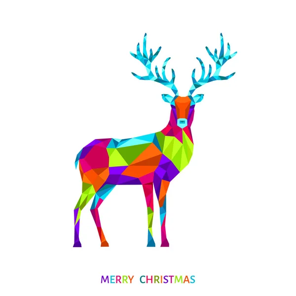 Abstract Christmas low poly triangle reindeer  on white backgrou — Stock Vector