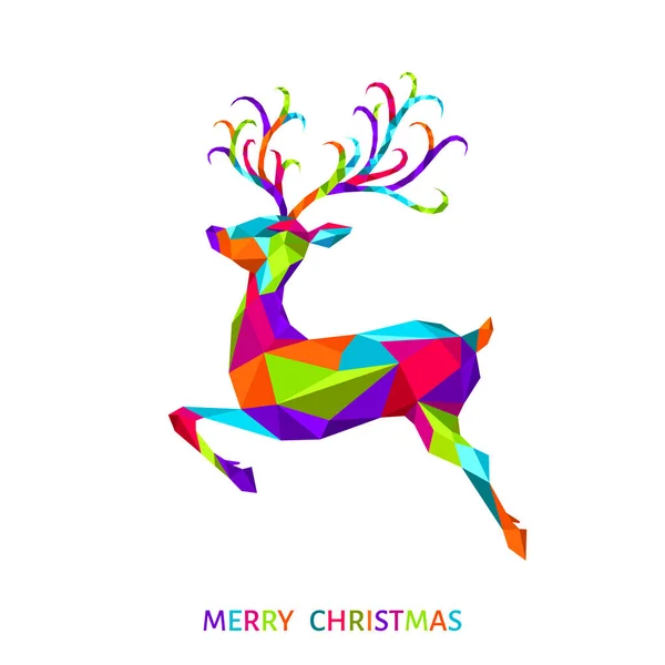 Xmas greeting card with colorful  deer  on white  background. — Stock Vector