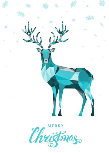 Xmas greeting card with polygonal colorful reindeer . — Stock Vector