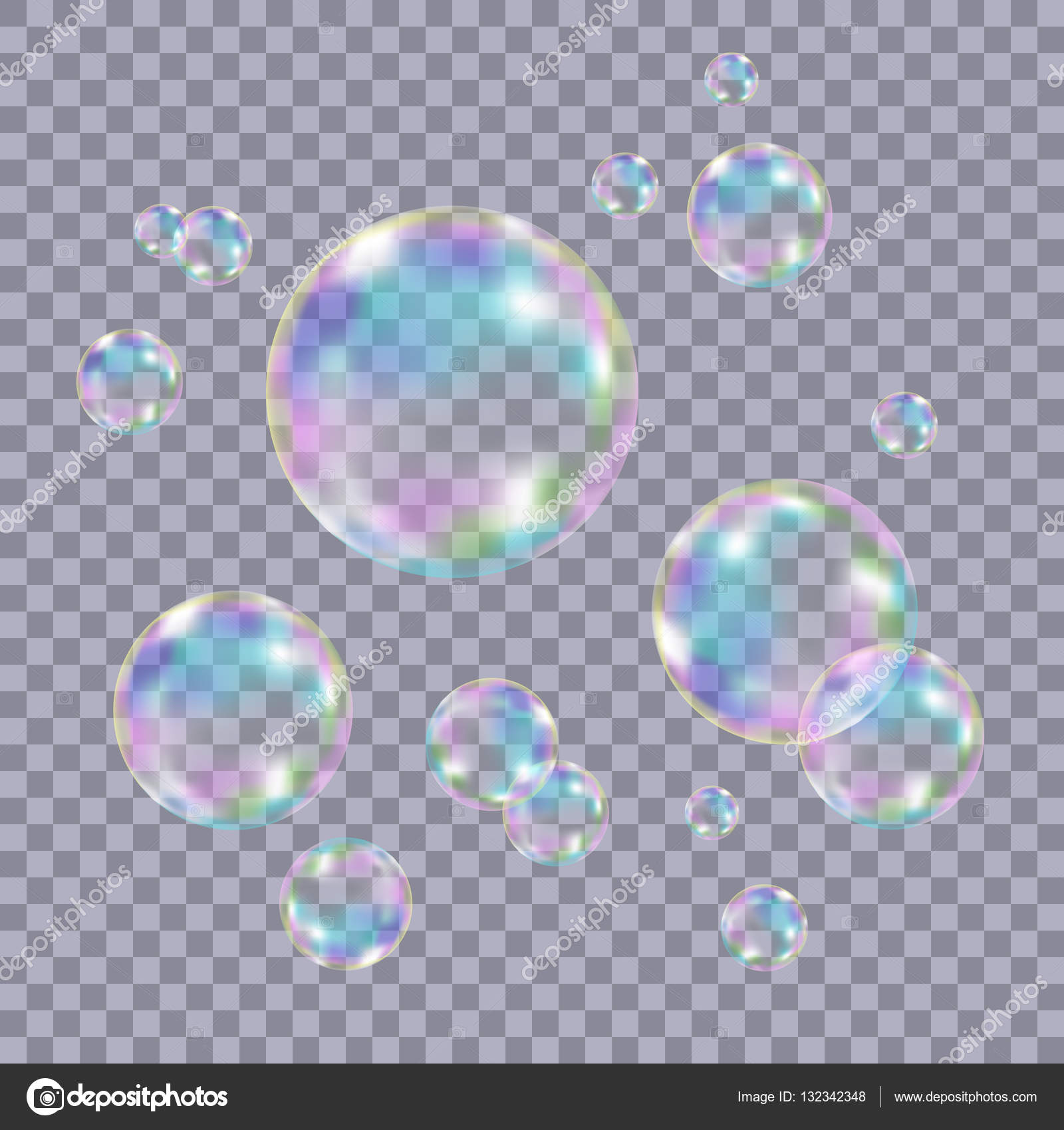 Realistic soap bubbles. Png Bubbles are located on a transparent