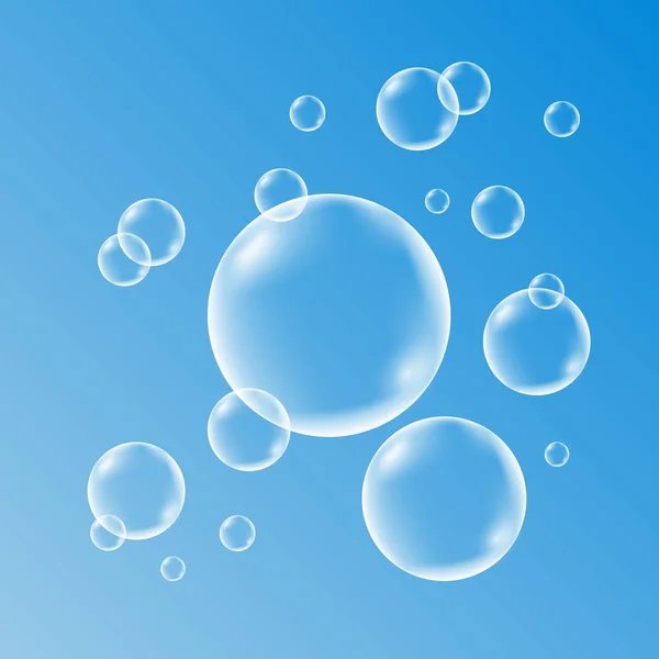 Voda, mýdlo, plyn nebo vzduch bubliny s odleskem. — Stockový vektor