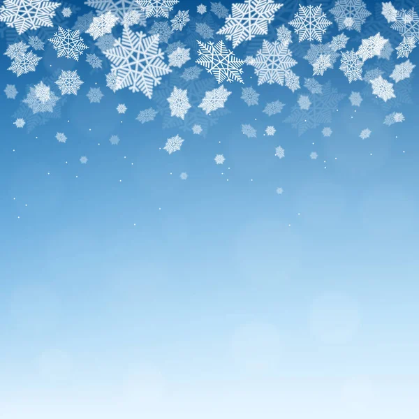 Navidad invierno fondo azul con la caída de copos de nieve . — Vector de stock