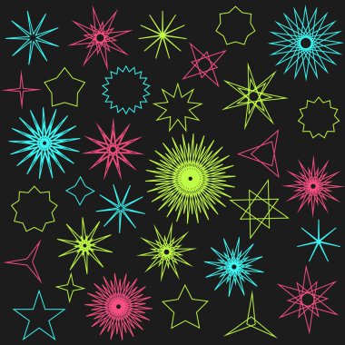 Soyut Noel yıldız ve pırıltılar koleksiyonu.