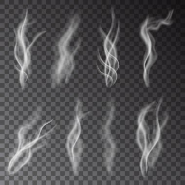 White vector smoke isolated on transparent background. clipart