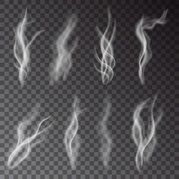 White vector smoke isolated on transparent background.