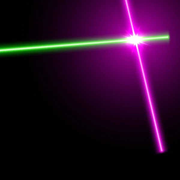 Rosa und grüne Laserstrahlen Hintergrund mit Lichtschein. — Stockvektor