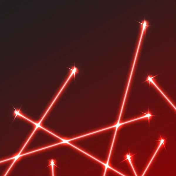 Leuchtend rote Laserstrahlen Hintergrund mit Leuchtfackeln. — Stockvektor