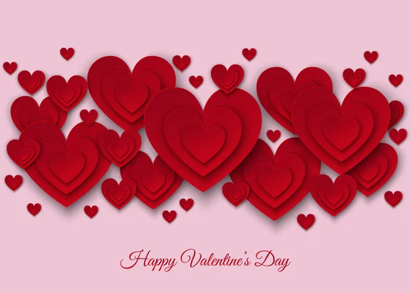Щасливі елементи прикраси дня Святого Валентина з червоними паперовими серцями . — стоковий вектор