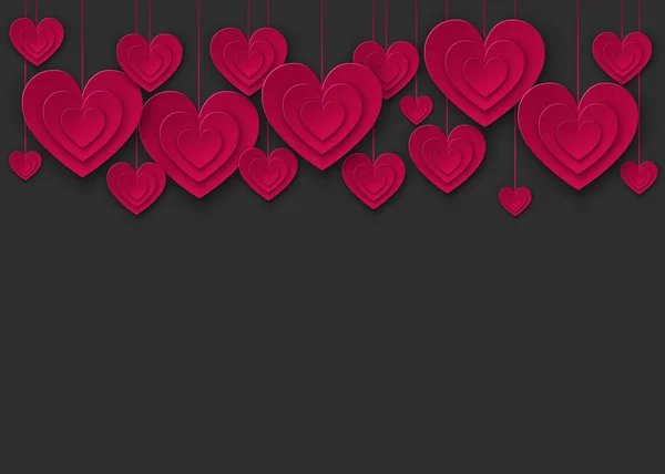 Glad Alla hjärtans dag mönster med rosa Pappershjärtan. — Stock vektor