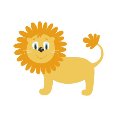 Beyaz arka plan üzerinde izole sevimli çizgi aslan.