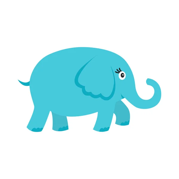 Bonito cartoon azul elefante isolado no branco fundo . — Vetor de Stock