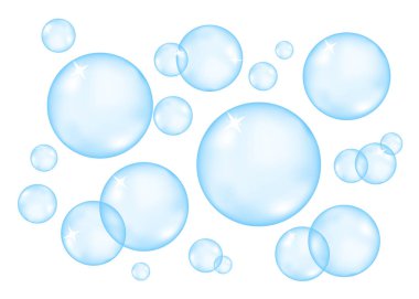 Fizzing su sualtı parlak mavi oksijen kabarcıkları.