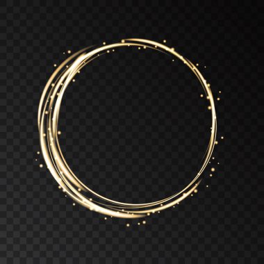 Altın neon yuvarlak çerçeve ışık efektleri ile.