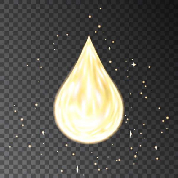 Gota de aceite de neón dorado aislada sobre fondo transparente . — Vector de stock