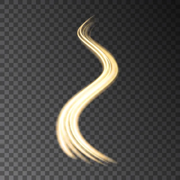 Efecto de luz de onda de neón dorado aislado en la espalda transparente negra — Vector de stock