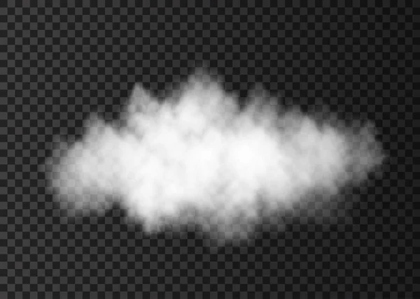 Witte stof wolk geïsoleerd op transparante achtergrond. — Stockvector