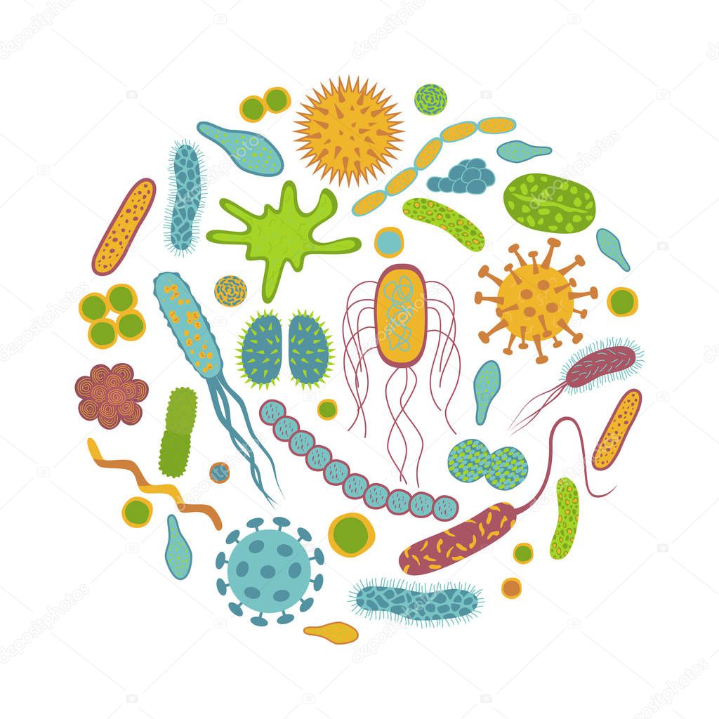 Germs and bacteria  icons  isolated on white background. 