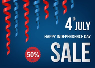 4 Temmuz satış Banner ile şenlikli bükülmüş şerit.  