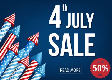 4 Temmuz havai fişek roketler ile satışı büyük başlığı.