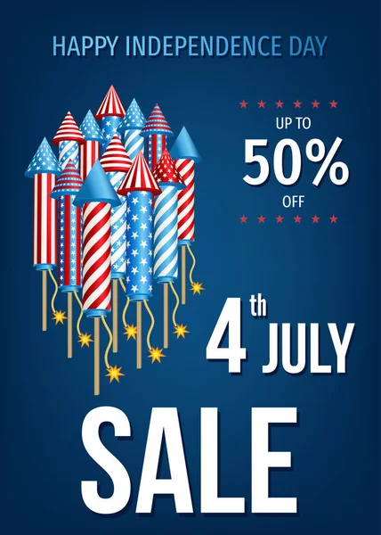 Lycklig självständighetsdagen av Usa försäljning banner. — Stock vektor