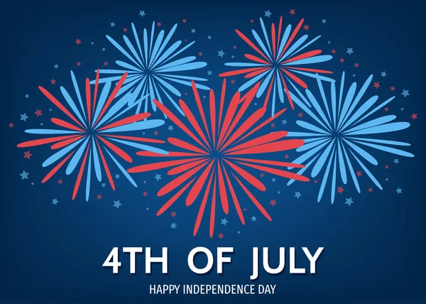 Happy den nezávislosti pozadí USA s ohňostrojem. — Stockový vektor