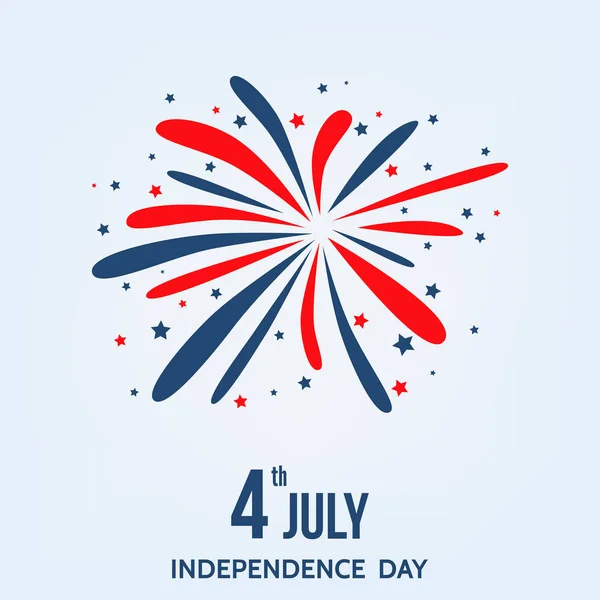 Lycklig självständighetsdagen av Usa kortet med fyrverkeri. — Stock vektor