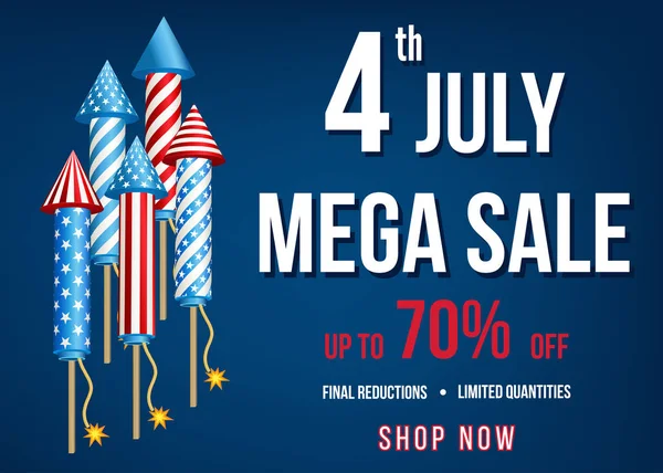 Självständighetsdagen av Usa mega försäljning banner. — Stock vektor