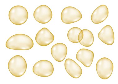 Gerçekçi şeffaf parlak altın kabarcıklar.