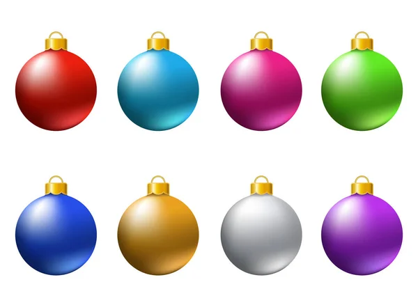 Conjunto de bolas de Navidad coloridas realistas aisladas en whit — Vector de stock