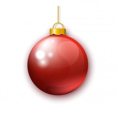 Beyaz arka plan üzerinde izole gerçekçi kırmızı Noel top.