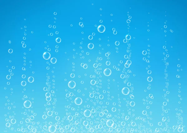 Transparent  fizzing air bubbles on blue background. — Stock Vector