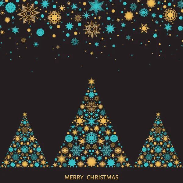 Tarjeta de felicitación de Navidad y Año Nuevo con árboles de Navidad . — Vector de stock