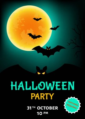 Cadılar Bayramı partisi şablonuyla yarasalar ve ay.