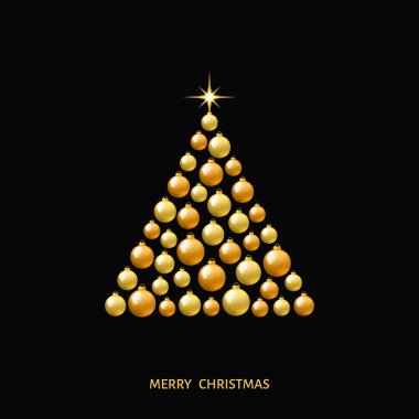 Altın Noel ağacı Noel topları yaptı.