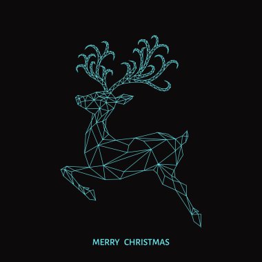 Noel mavi düşük Poli üçgen Ren geyiği.