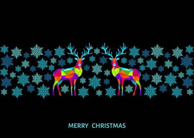 Ren geyiği ile Noel ve mutlu yeni yıl kalıbı. 