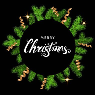 Noel kartı Ladin şubeler, altın yılan ve letteri ile