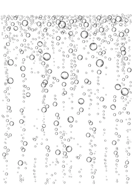 Burbujas de aire fizzing bajo el agua sobre fondo blanco . — Vector de stock