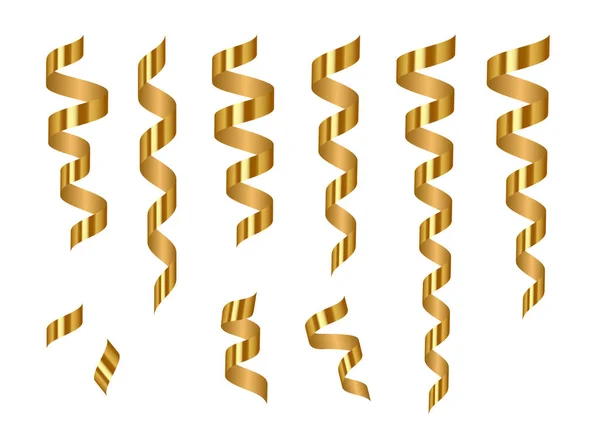 Goldglänzende Serpentinenbänder isoliert auf transparentem Hintergrund — Stockvektor