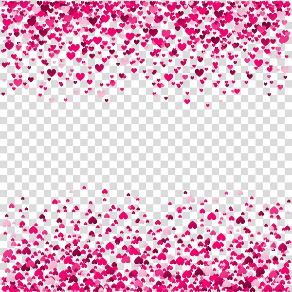 Confettis coeur volant rose sur fond transparent . — Image vectorielle