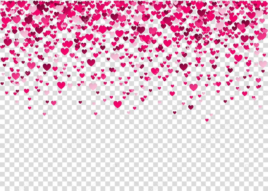Pink  heart confetti,  Happy Valentines day background.  