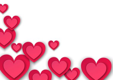 Pembe kağıt kalpleri ile Sevgililer günü dekorasyon.