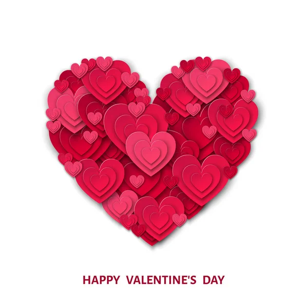 Růžová řezat papír srdce pro Valentýn. — Stockový vektor