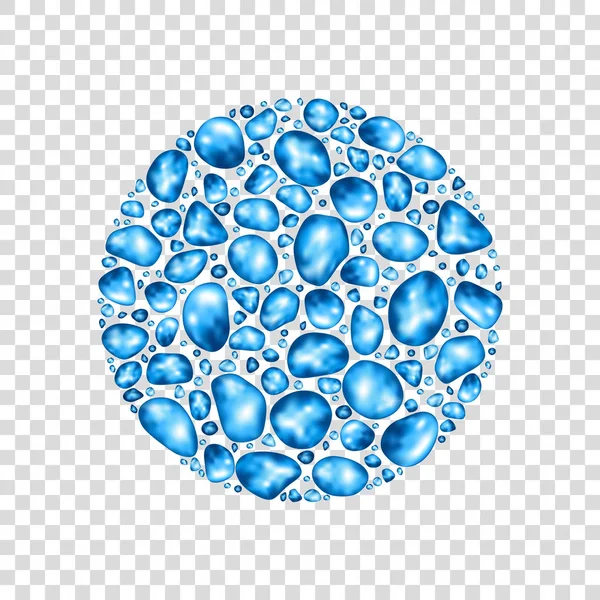 Círculo con gotas de agua aisladas sobre fondo transparente . — Vector de stock