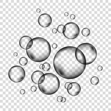 Sualtı fizzing oksijen kabarcıkları şeffaf arka plan üzerinde.