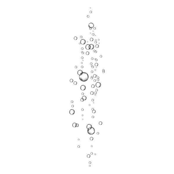 Underwater fizzing air bubbles stream on white  background. — Stock Vector