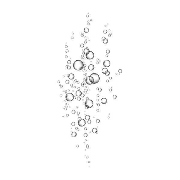 Реалистичный поток пузырьков воздуха на белом фоне . — стоковый вектор