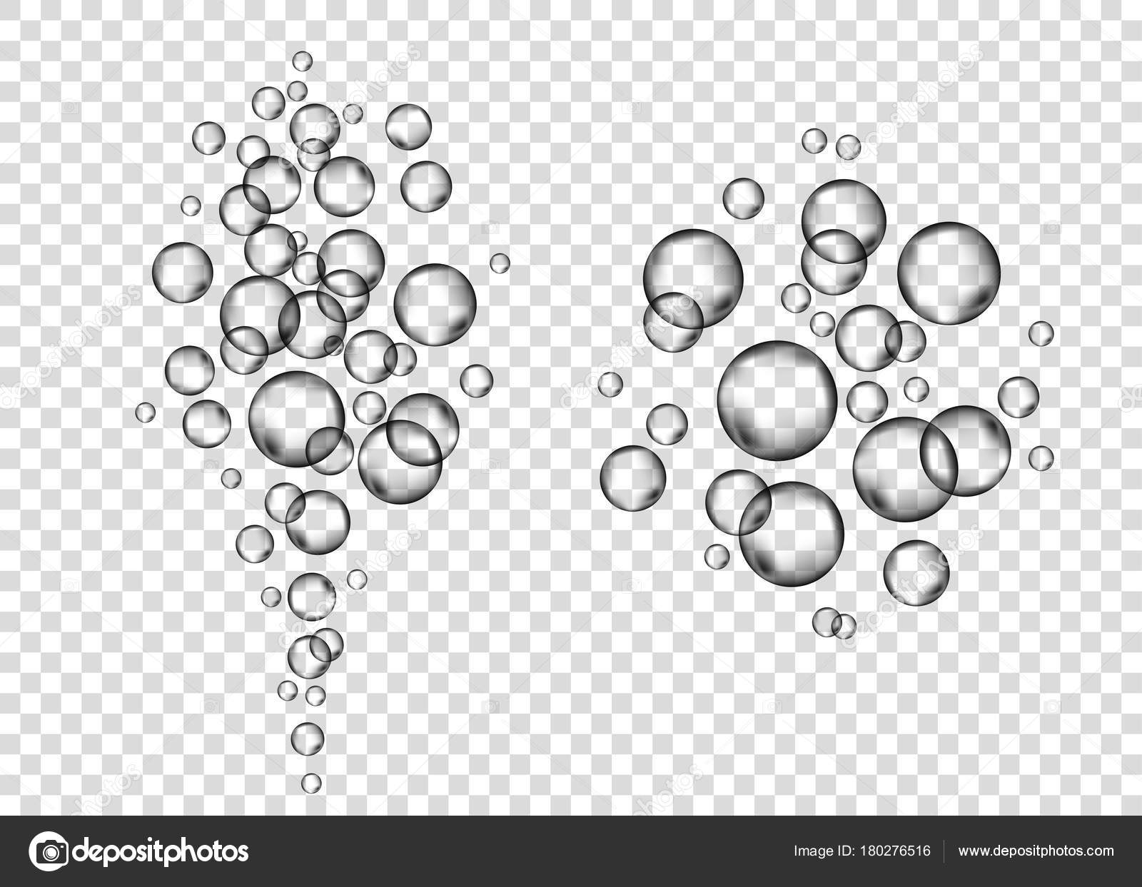 Underwater fizzing gas bubbles on transparent background. — Stock