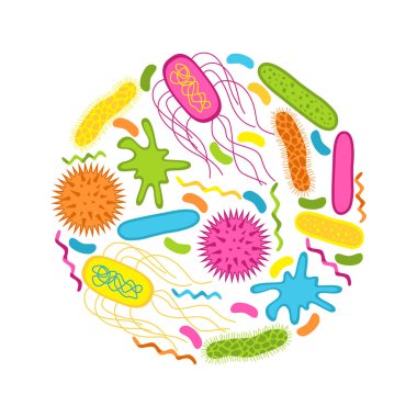 Viruses and bacteria   isolated on white background. clipart