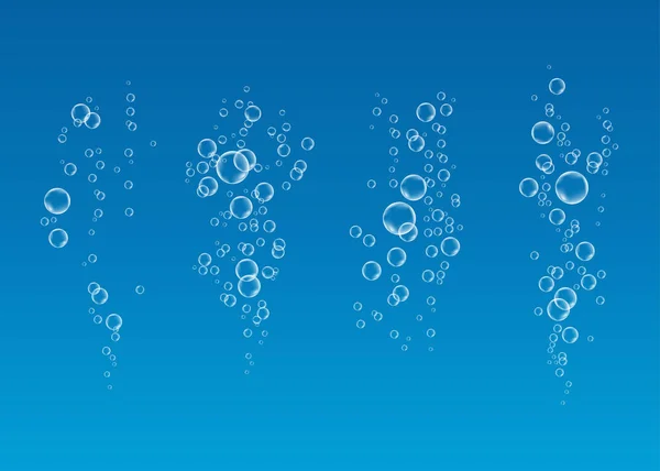 Underwater fizzing air bubbles  flow on blue   background. — Stock Vector